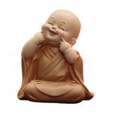 Maxbell Cute Buddha Statue Monk Figurine Ornaments Little for Housewarming Gifts grin