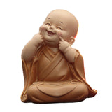 Maxbell Cute Buddha Statue Monk Figurine Ornaments Little for Housewarming Gifts grin