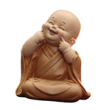 Maxbell Cute Buddha Statue Monk Figurine Ornaments Little for Housewarming Gifts grin