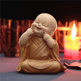 Maxbell Cute Buddha Statue Monk Figurine Ornaments Little for Housewarming Gifts grin