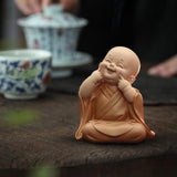 Maxbell Cute Buddha Statue Monk Figurine Ornaments Little for Housewarming Gifts grin