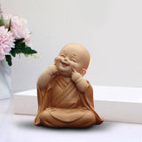 Maxbell Cute Buddha Statue Monk Figurine Ornaments Little for Housewarming Gifts grin