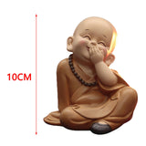 Maxbell Cute Buddha Statue Monk Figurine Ornaments Little for Housewarming Gifts cover mouth laugh