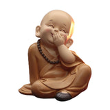 Maxbell Cute Buddha Statue Monk Figurine Ornaments Little for Housewarming Gifts cover mouth laugh