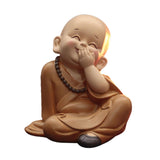 Maxbell Cute Buddha Statue Monk Figurine Ornaments Little for Housewarming Gifts cover mouth laugh