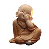 Maxbell Cute Buddha Statue Monk Figurine Ornaments Little for Housewarming Gifts cover mouth laugh