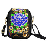 Maxbell Embroidery Women Shoulder Bag Flower Pattern Travel Bags Women Gifts  Purple