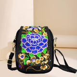 Maxbell Embroidery Women Shoulder Bag Flower Pattern Travel Bags Women Gifts  Purple