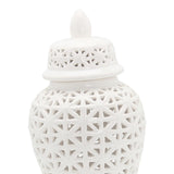 Maxbell Traditional Ceramic Ginger Jar for Table Floral Arrangement Decoration White S