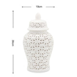Maxbell Traditional Ceramic Ginger Jar for Table Floral Arrangement Decoration White S