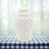 Maxbell Traditional Ceramic Ginger Jar for Table Floral Arrangement Decoration White S