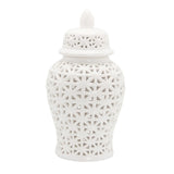 Maxbell Traditional Ceramic Ginger Jar for Table Floral Arrangement Decoration White S