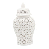 Maxbell Traditional Ceramic Ginger Jar for Table Floral Arrangement Decoration White S