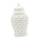 Maxbell Traditional Ceramic Ginger Jar for Table Floral Arrangement Decoration White S