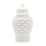 Maxbell Traditional Ceramic Ginger Jar for Table Floral Arrangement Decoration White S