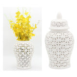 Maxbell Traditional Ceramic Ginger Jar for Table Floral Arrangement Decoration White S