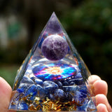 Maxbell Pyramid Crystal Sphere Ball Gravel Energy Tower for Car Home Ornaments 5cm