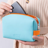 Maxbell Woman Organizer Case PU Leather Portable Storage Pouch Wash Bag Azure