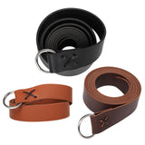 Maxbell Leather Medieval Viking Belt Waistband Photo Props for Medieval Event Black