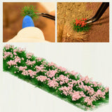 Maxbell 30Pcs Flower Cluster Grass Tufts Static Scenery Model DIY Pink
