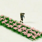 Maxbell 30Pcs Flower Cluster Grass Tufts Static Scenery Model DIY Pink