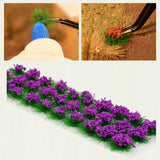 Maxbell 30Pcs Flower Cluster Grass Tufts Static Scenery Model DIY Purple