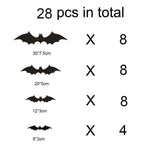 Maxbell 3D Bats Wall Stickers Wall Sticker for Party Supplies Yard Outdoor Indoor 28PCS