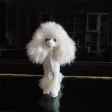 Maxbell Poodle Figurine Realistic Decorating Handcrafted for Lawn Pathway White
