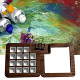 Maxbell Travel Paint Tray Painting Art Supplies Oil Paint for Kids or Students Walnut with Clip