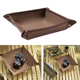 Maxbell Collapsible Key Storage Tray Sundries Box for Bedroom Home Bathroom Large Red Brown