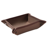 Maxbell Collapsible Key Storage Tray Sundries Box for Bedroom Home Bathroom Small Red Brown