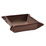 Maxbell Collapsible Key Storage Tray Sundries Box for Bedroom Home Bathroom Small Red Brown