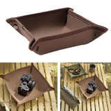 Maxbell Collapsible Key Storage Tray Sundries Box for Bedroom Home Bathroom Small Red Brown