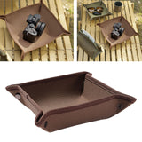 Maxbell Collapsible Key Storage Tray Sundries Box for Bedroom Home Bathroom Small Red Brown