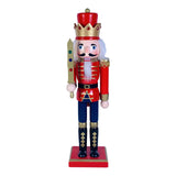Maxbell 30cm Nutcracker Soldier Figurine Christmas Ornament for Bedroom Bookshelf Red