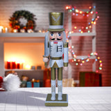 Maxbell 12" Nutcracker Figures Xmas Decor Figures Handmade Home Decor Golden Flat