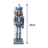 Maxbell 12" Nutcracker Figures Xmas Decor Figures Handmade Home Decor Silver Crown