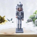 Maxbell 12" Nutcracker Figures Xmas Decor Figures Handmade Home Decor Silver Crown