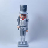 Maxbell 12" Nutcracker Figures Xmas Decor Figures Handmade Home Decor Silver Flat