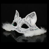 Maxbell Luxury Masquerade Ball Mask Cosplay Costume Lace Masks Girls Dress Up White With Hair