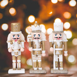 Maxbell 3x Nutcracker Figures Wooden Sparkle Unique for Countertops