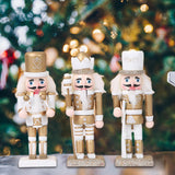 Maxbell 3x Nutcracker Figures Wooden Sparkle Unique for Countertops