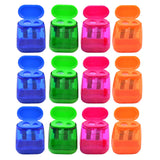Maxbell 12 Pieces Dual Holes Sharpener with Lid for Home Drawing Art