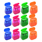 Maxbell 12 Pieces Dual Holes Sharpener with Lid for Home Drawing Art