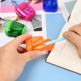 Maxbell 12 Pieces Dual Holes Sharpener with Lid for Home Drawing Art
