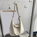 Maxbell messenger Bag High Capacity Reusable Canvas Tote for Gift Shopping Women White