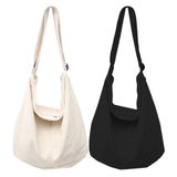 Maxbell messenger Bag High Capacity Reusable Canvas Tote for Gift Shopping Women White