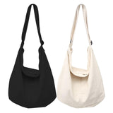 Maxbell messenger Bag High Capacity Reusable Canvas Tote for Gift Shopping Women White