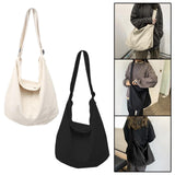Maxbell messenger Bag High Capacity Reusable Canvas Tote for Gift Shopping Women White