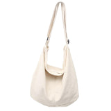 Maxbell messenger Bag High Capacity Reusable Canvas Tote for Gift Shopping Women White